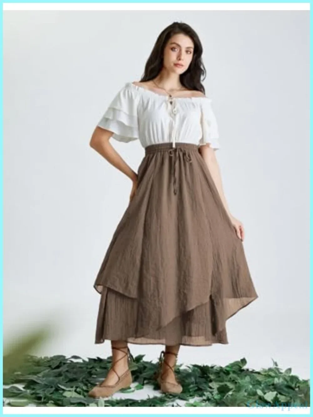 Double Layer A-Line Maxi Skirt with Pockets – Flowy Lightweight Elastic High
